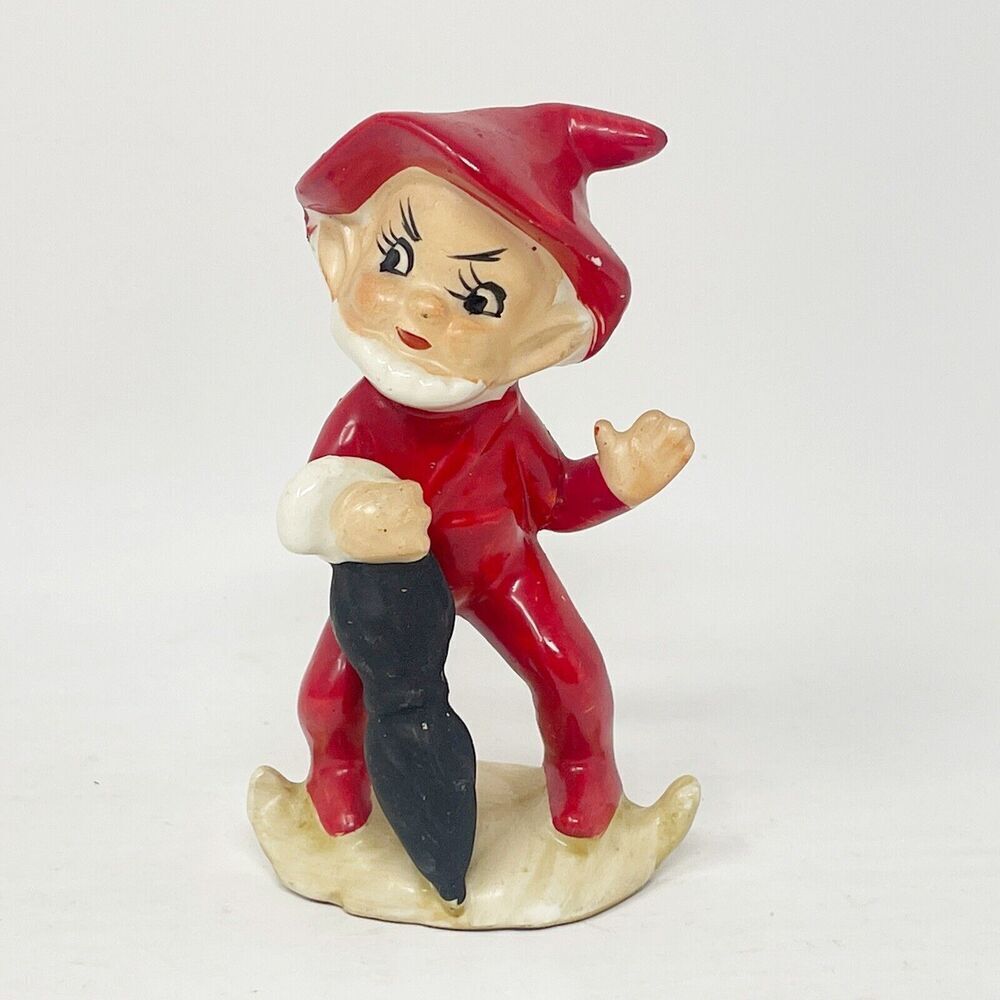 Vintage Josef ? Originals Hillbilly Elf Gnome Pixie Figurine with Umbrella Japan